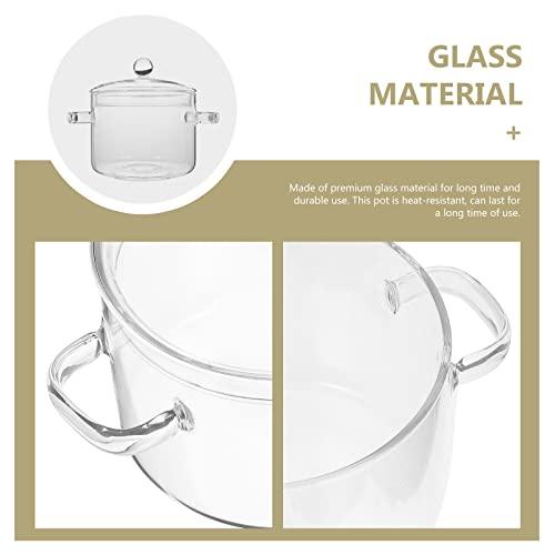 Clear Glass Pots for Cooking on Stove, Glass Stew Pot Glass Soup Pot With Lid Kitchen Stockpot Glass Cooking Pot Thickened Stock Pot Large Serving Bowl Simmer Pot for Stove (1.35L/46OZ) - CookCave