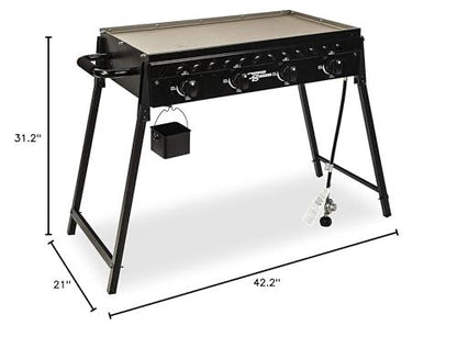 Country Smokers CSGDL0590 The Highland 4-Burner Portable Griddle, Large, Black - CookCave