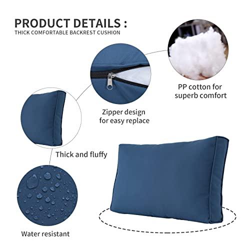 Valita Outdoor Furniture Replacement Cushions, Fits 6-seat Sectional Rattan Conversation Set, 14 Piece Patio Water-Resistant Replacement Sofa Cushions, Liner&Cover (Navy Blue) - CookCave