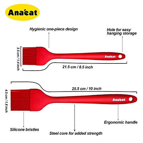 Anaeat High Heat Resistant Silicone Basting Pastry Brush Set of 2- Hygienic One Piece Design Spread Oil Butter for BBQ Grill Barbecue Baking Kitchen Cooking - BPA Free & Dishwasher Safe (10"+8") - CookCave