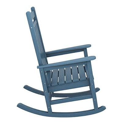 SERWALL Oversized Rocking Chair, Outdoor Rocking Chair for Adults, All Weather Resistant Porch Rocker for Lawn Garden, Blue - CookCave