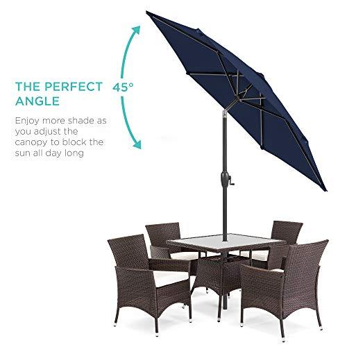 Best Choice Products 7.5ft Heavy-Duty Round Outdoor Market Table Patio Umbrella w/Steel Pole, Push Button Tilt, Easy Crank Lift - Navy Blue - CookCave