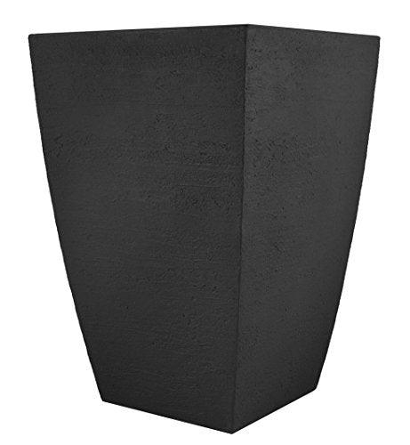 Tusco Products MSQT19BK Modern Square Garden Planter, 19-Inches Tall, Black - CookCave
