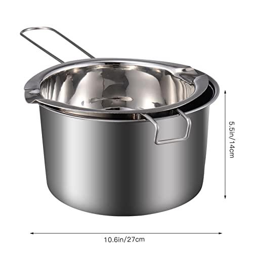 EXCEART 1 Set Double Boiler Pot Stainless Steel Water Boiling Melting Pot with Dual Pour Spout for Candle Butter Chocolate Cheese Caramel 400ml - CookCave