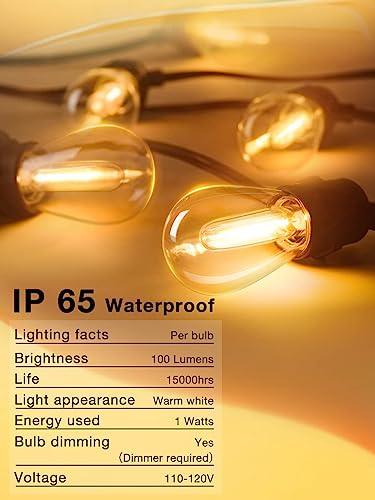 addlon 100FT(2-Pack*50FT) LED Outdoor String Lights with 30 Edison Vintage Shatterproof Bulbs, Commercial Grade Patio Lights, IP65 Waterproof for Balcony, Backyard and Garden, Warm White - CookCave