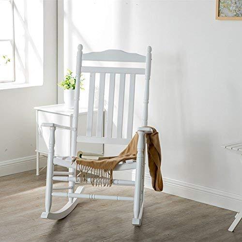 BplusZ Outdoor Wooden Rocking Chair for Patio and Porch - Traditional Indoor Outside Furniture Rocker for Lawn, Backyard and Garden, White - CookCave