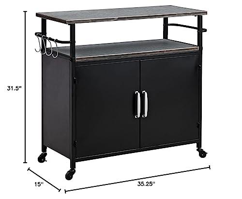 FirsTime & Co. New & Improved Black Davidson Outdoor Grilling Kitchen Cart Island, Portable Patio Table, Metal Food Prep Worktable, 31.5 in. x 35.25 in. - CookCave