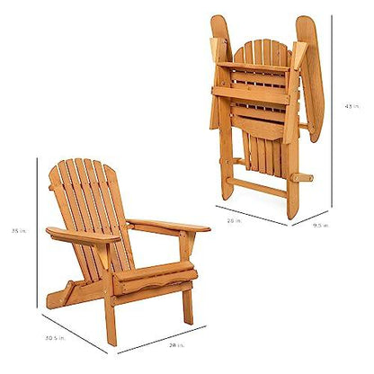 Best Choice Products Folding Adirondack Chair Outdoor Wooden Accent Furniture Fire Pit Lounge Chairs for Yard, Garden, Patio w/ 350lb Weight Capacity - Brown - CookCave