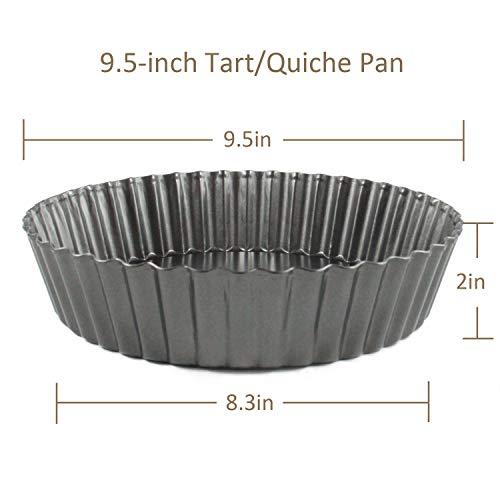 2 Pack(9.5 Inch) Round High-Sided Tart Pan with Removable Loose Bottom, Deep-Dish Pie Non-stick Carbon Steel Quiche Pan - CookCave