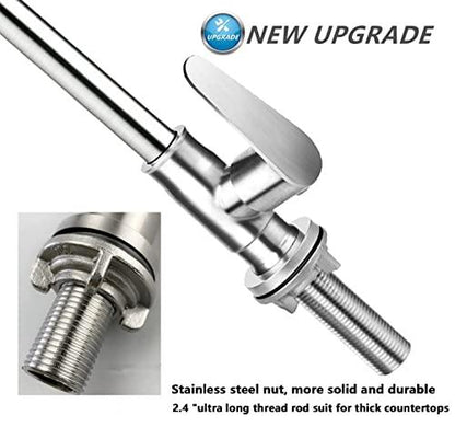 Brushed Nickel Cold Water Faucet Only,SUS304 Stainless Steel Cold Water Kitchen Faucet Single Handle Single Hole Cold Water Faucet for Kitchen,Outdoor, Garden and Bar with Hose and Longer Thread Pipe - CookCave