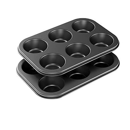 Tiawudi 2 Pack Nonstick Muffin Pan, Carbon Steel Cupcake Pan, 6 Cup, Easy to Clean and Perfect for Making Muffins or Cupcakes, Standard - CookCave