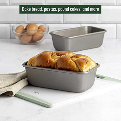 Goodful Nonstick Loaf Pan Set, Heavy Duty Carbon Steel with Quick Release Coating, Made without PFOA, Dishwasher Safe, 2-Pack Bakeware Set, 9-Inch x 5-Inch, Gray - CookCave