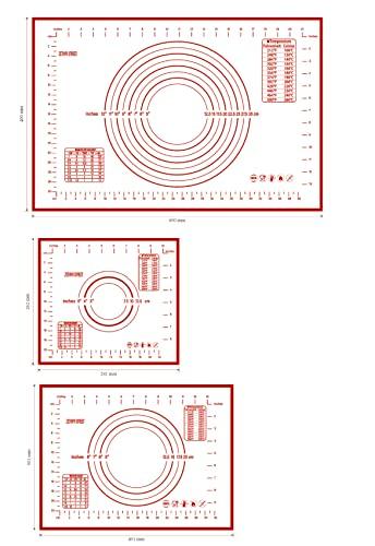 Silicone Pastry Mats - 3 Pack, Non Stick Kitchen Mat For Rolling Dough, And Fondant, With Size Guiding Circles, Dishwasher Safe - CookCave