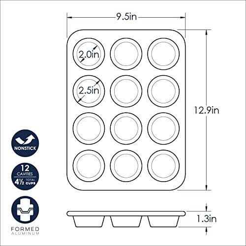 Nordic Ware Naturals Aluminum NonStick Muffin Pan, Twelve 2.75 Inch Cups - CookCave