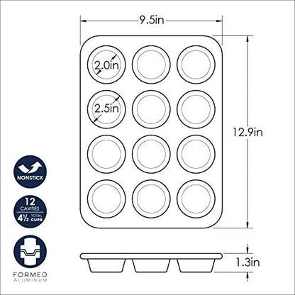 Nordic Ware Naturals Aluminum NonStick Muffin Pan, Twelve 2.75 Inch Cups - CookCave