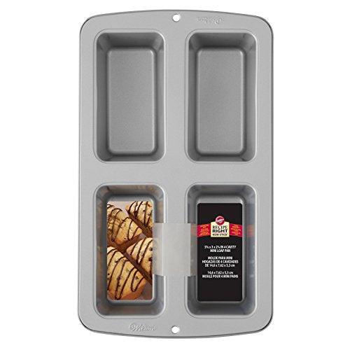 Wilton Recipe Right Non-Stick Mini Loaf Pan, 4-Cavity, Steel - CookCave