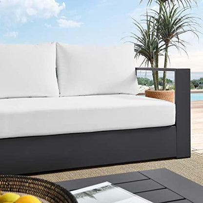 Modway Tahoe Outdoor Patio Powder-Coated Aluminum Sofa, Gray White - CookCave