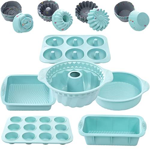 30pcs Nonstick Silicone Bakeware Set With Baking Pan, Silicone Cake Molds, Baking Sheet, Donut Pan, Silicone Muffin Pan,Cake Pan, And 24 Pack Silicone Cupcake Mold Baking Cups - CookCave