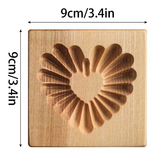 Wooden Cookie Mold and Biscuit Stamp, 3D Embossing Tool for Baking Cookies, Personalized Hand-Pressed Design Cookie Presses Stamps, Wooden Mold for Christmas, Halloween and Thanksgiving Baking (Heart) - CookCave