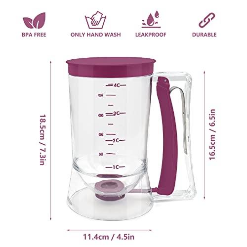 Kndatle Pancake Cupcake Batter Dispenser, Batter Separator Bakeware Maker with Measuring Label, Perfect Baking Tool for Cupcakes, Waffles, Muffin Mix, or Any Baked Goods - CookCave