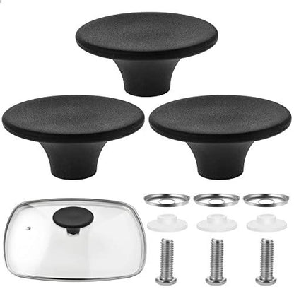 TIESOME 3 Pcs Pot Lid Knob, Universal Replacement Pan Lid Cover Knobs, 5.5cm Large Handle Lid Knob, Kitchen Cookware Knob Handle, Bakelite Circular Handgrip Knobs - CookCave