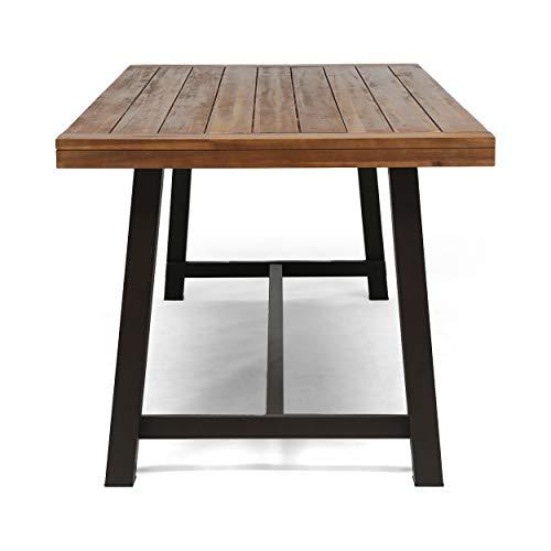 Great Deal Furniture Beau Outdoor Eight Seater Wooden Dining Table, Teak and Rustic Metal Finish - CookCave