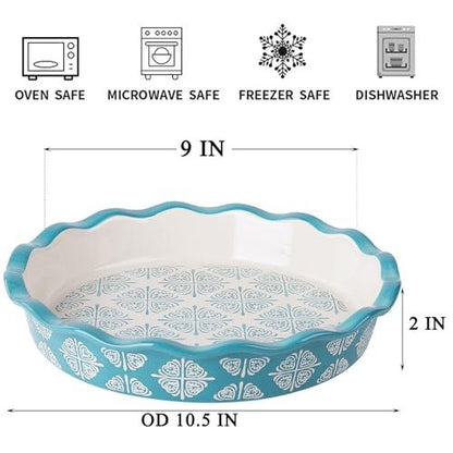 Wisenvoy Pie Pan Ceramic Pie Dish Blue Pie Plate Porcelain Deep Dish Pie Pan Non-Stick Pie Pans - CookCave