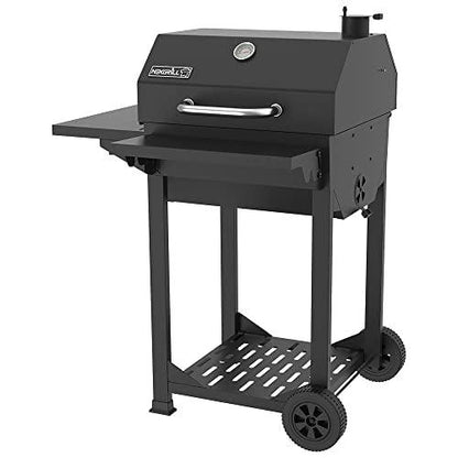 Nexgrill Premium Charcoal BBQ Grill, 22 inches Barbecue Grill, Charcoal Barrel, Outdoor Cooking, Side shelf, For Camping Patio Backyard, Black - CookCave