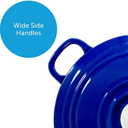 BK Bourgogne Enameled Cast Iron Induction 7QT Nonstick Dutch Oven, PFAS Free, Dishwasher Safe, Royal Blue - CookCave