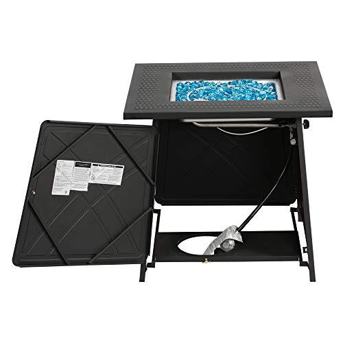 BALI OUTDOORS Propane Fire Pit Table, 28 inch 50,000 BTU Auto-Ignition Outdoor Gas Fire Pit Table, CSA Certification Approval and Strong Steel Tabletop (Square Black) - CookCave