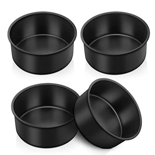 TeamFar 4 Inch Cake Pan, Mini Round Baking Layer Cake Pan Set of 4, with Non-Stick Coating Stainless Steel Core for Birthday, Party, Wedding, Healthy & Heatproof, Release Easily & Easy Clean - CookCave