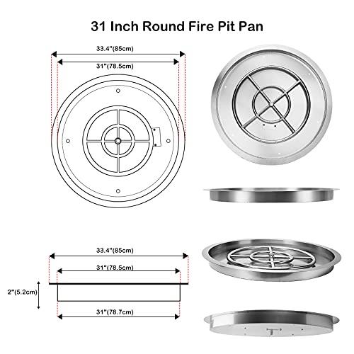 Stanbroil 31 inch Round Drop-in Fire Pit Pan with Spark Ignition Kit Propane Gas Version - CookCave