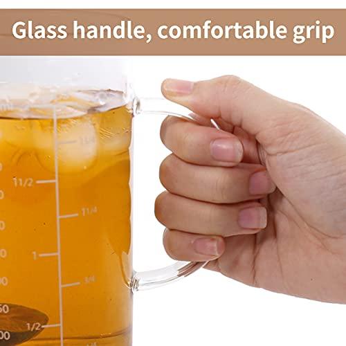 Newness Glass Measuring Cup with Handle, 500 ML (0.5 Liter, 2 Cup) Measuring Cup with Three Scales (OZ, Cup, ML/CC) and V-Shaped Spout, Measuring Beaker for Kitchen or Restaurant, Easy to Read - CookCave