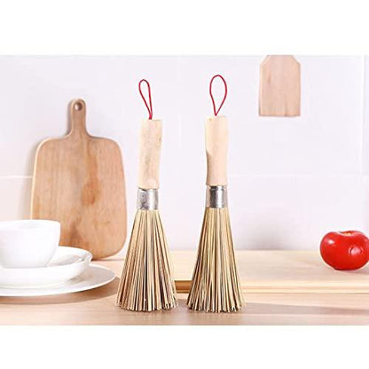 2Pack Traditional Natural Bamboo Wok Brushes , Kitchen Cleaning Brush, Bamboo Kitchen pan Brush, for Cleaning Dishes, Cast Iron Pots, Pans, Vegetables and Sink。 - CookCave