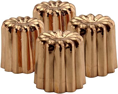 Darware Copper Canelle Pastry Molds (4-Pack); 2-Inch Bordeaux French Custard Cannele Cake Traditional Pastry Baking Molds with Heat-Conducting Copper - CookCave