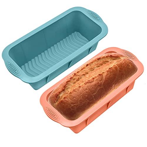 Silicone Loaf Pans Set of 2, Silicone Bread Baking Molds Pans, Rectangle Silicone Cake Baking Pan Mold Non-stick Flexible for Baking, Toast Pan, Brownie Loaf Pan, Cake Mol-9.8 x 5.2 x 2.75 inch - CookCave