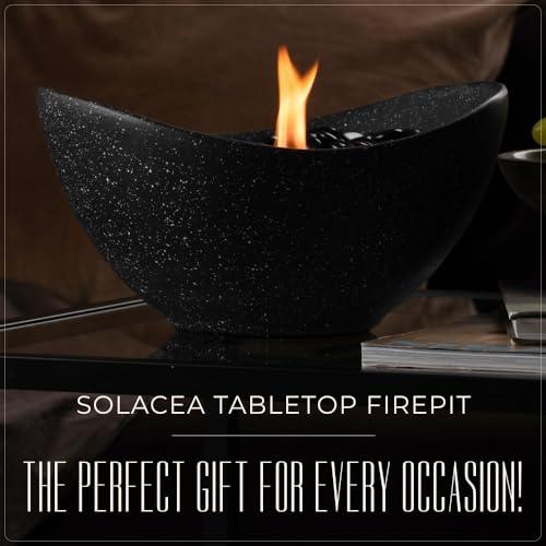 Solacea Table Top Fire Pit Bowl, Portable Fire Bowl Fireplace for Roasting Smores, Concrete Personal Fireplace for Patio, Balcony, Indoor & Outdoor Use (Black) - CookCave