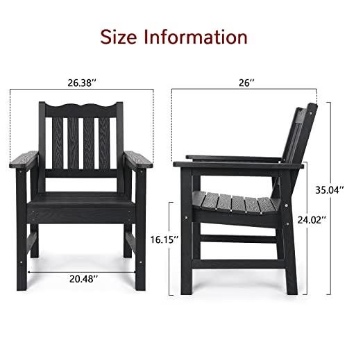 Stoog All-Weather Patio & Garden Chair, Outdoor Dining Chair with Curved Backrest, 400 lbs Support Porch Chair, Black - CookCave