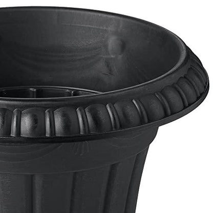 Arcadia Garden Products PL20BK Classic Traditional Plastic Urn Planter Indoor/Outdoor, 10" x 12", Black - CookCave