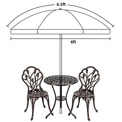 AMMSUN Patio Umbrella Market Table Umbrella 6.5 ft Tilt Steel Pole UPF50+ Protection, Great for Outdoor Garden Backyard, Elegant White - CookCave