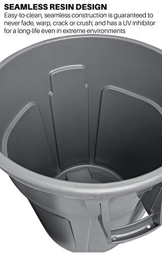 Rubbermaid Commercial Products BRUTE Heavy-Duty Round Trash/Garbage Can, 10-Gallon, Gray, Outdoor Waste Container for Home/Garage/Bathroom/Outdoor/Driveway - CookCave