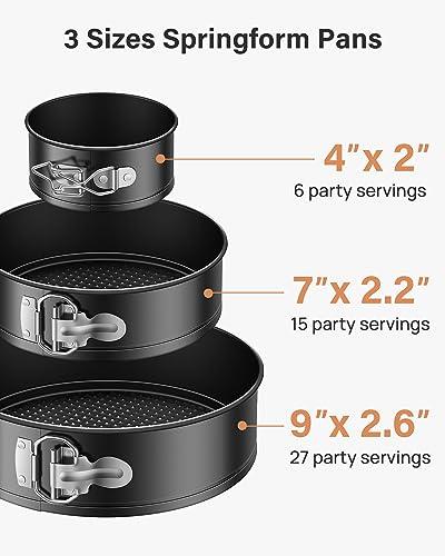 Kootek 144pcs Cake Pan Set with Ebook, Cake Decorating Supplies with 3 Round Nonstick Removable Base Bakeware Springform Pans (4" 7" 9"), Numbered Piping Tips and Other Baking Supplies for Cheesecake - CookCave