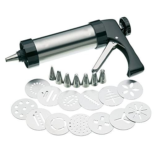 Cookie Press Set, Stainless Steel Cookie Maker Biscuit Press Icing Gun Set with 13 Metal Cookie Press Discs for Cake Decoration - CookCave