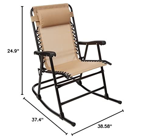 Amazon Basics Outdoor Textilene Zero Gravity Folding Lounge Rocker with Pillow,Alloy Steel, Beige - CookCave