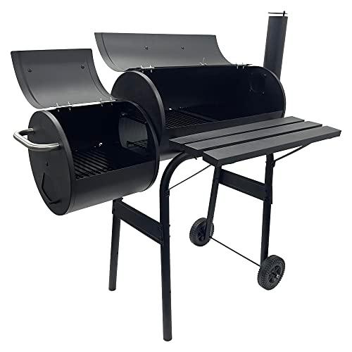 TECHTONGDA Offset Smoker with Cover Outdoor Charcoal Grill Smoker with Side Fire Box for Camping, Backyard Cooking - CookCave