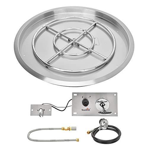 Stanbroil 31 inch Round Drop-in Fire Pit Pan with Spark Ignition Kit Propane Gas Version - CookCave