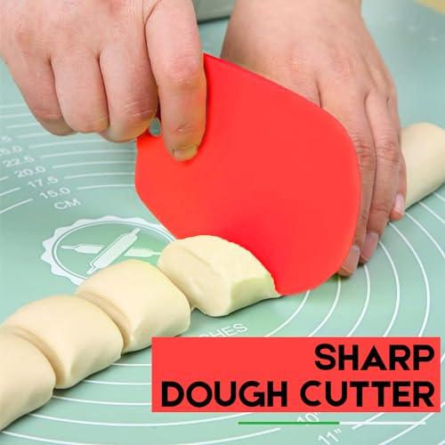 Cake Scraper Cake Decorating Comb - SURDOCA Cake Scraper Smoother, Flexible Plastic Dough Scraper For Bread Making,Reusable Pastry Pizza Dough Cutter Tool For Baking Cake Edge Stripe Decorating Red - CookCave