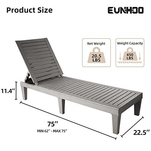 EUNHOO Outdoor Chaise Lounge Set of 2, Adjustable Pool Lounge Chair with 5 Positions Backrest, Waterproof Sun Loungers for Garden Pool Beach Patio Deck Sunbathing - CookCave