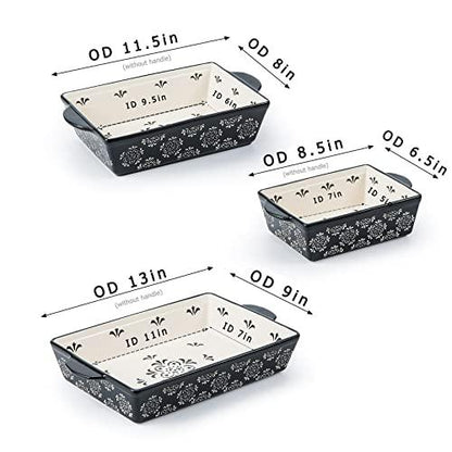 Original Heart Casserole Dish Ceramic Baking Pan 3pcs Bakeware Set Black Baking Dish for Oven 9x13 Baking Pan Casserole Dish Set Nonstick Baking Dishes for kitchen - CookCave