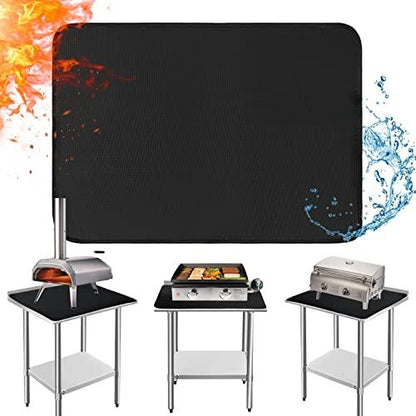 Amerbro 24x31in Heat Resistant Grill Mats for Outdoor Grill to Protect Your Prep Table and Outdoor Grill Table - Fire Proof & Water Proof & Oil Proof BBQ Mat - Black (0.6mm) - CookCave